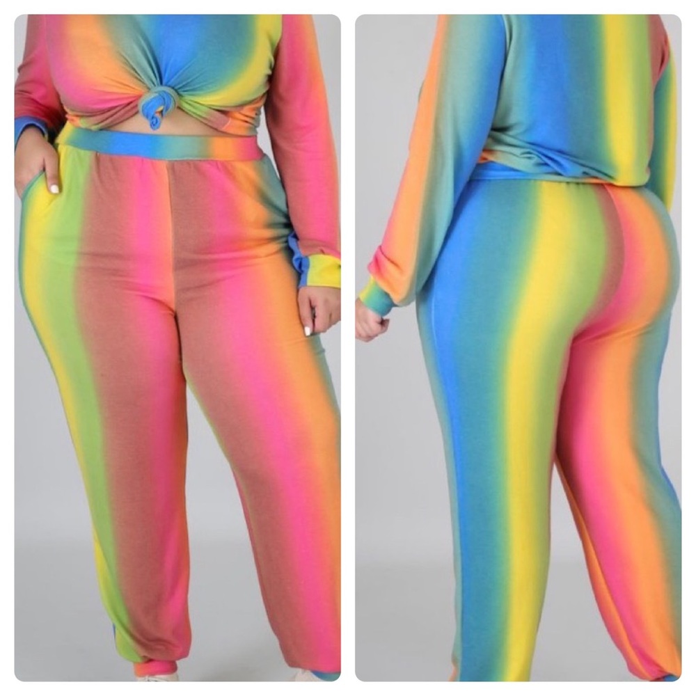 Plus Size Multi Colored Jogger Sets